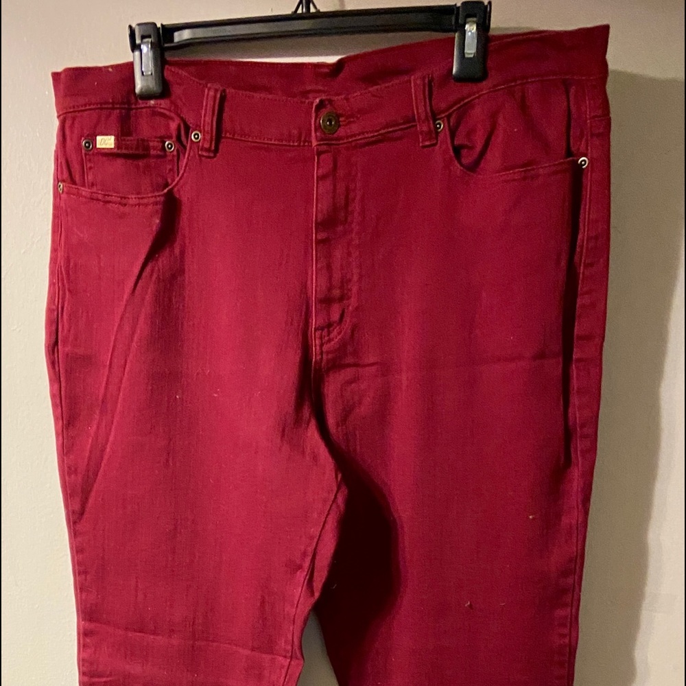 NWOT Diane Gilman Jeans size 16 burgundy Boot Cut Stretch Cotton/Spandex